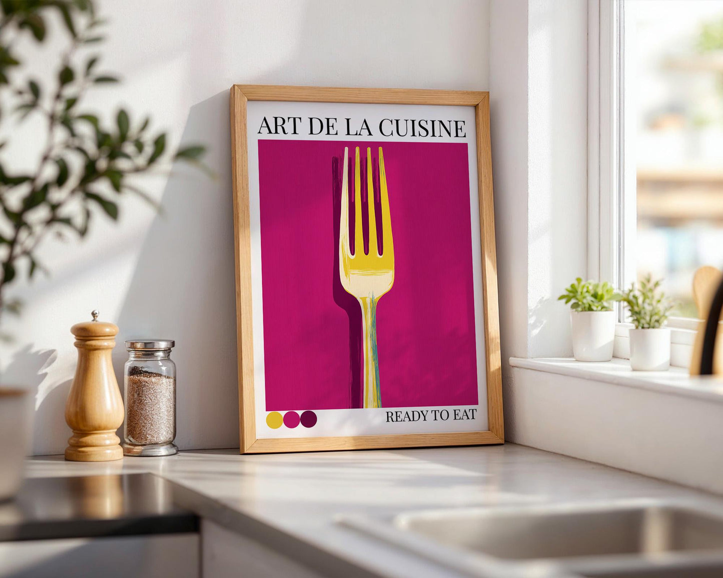 Kitchen Wall Art | Big Pink Fork Art Print