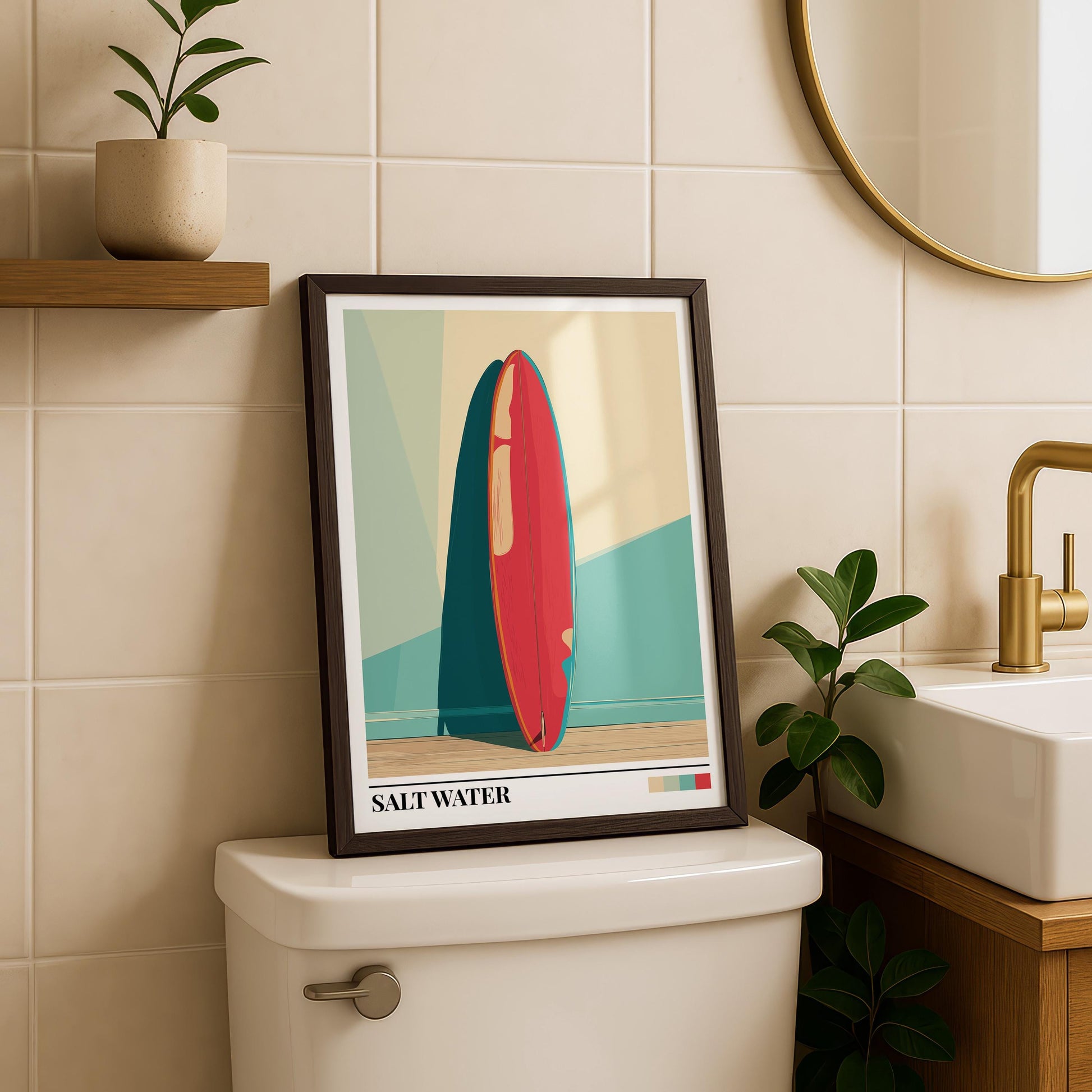 Bathroom Wall Art | Beach Surfboard Bathroom Art