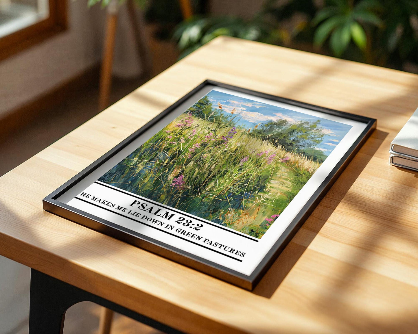 Christian Wall Art | Bible Verse Psalm 23:2 Poster