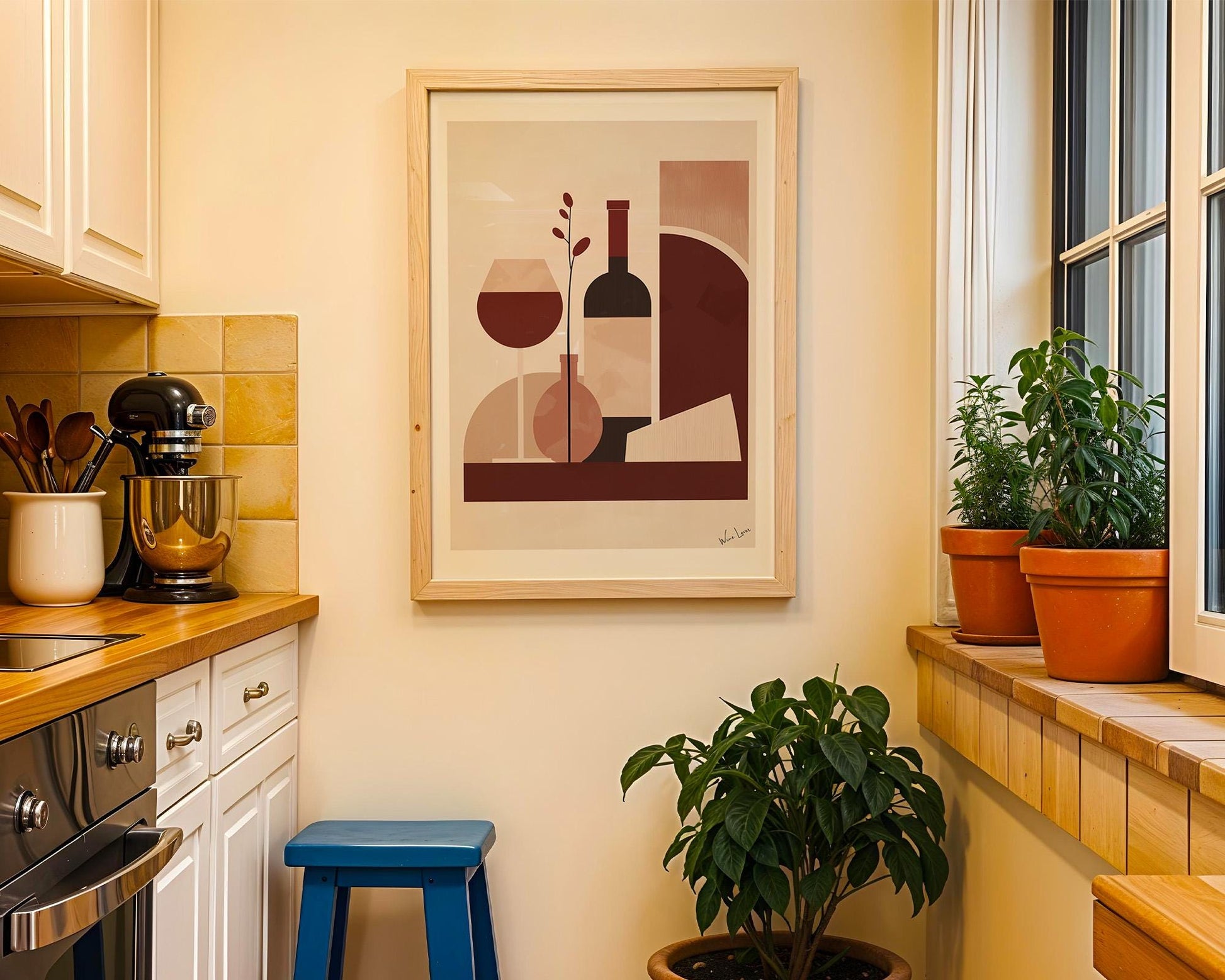 Kitchen Wall Art | Minimalist Wine Kitchen Wall Art