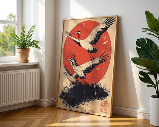 Japanese Wall Art | Japanese Crane Art Print