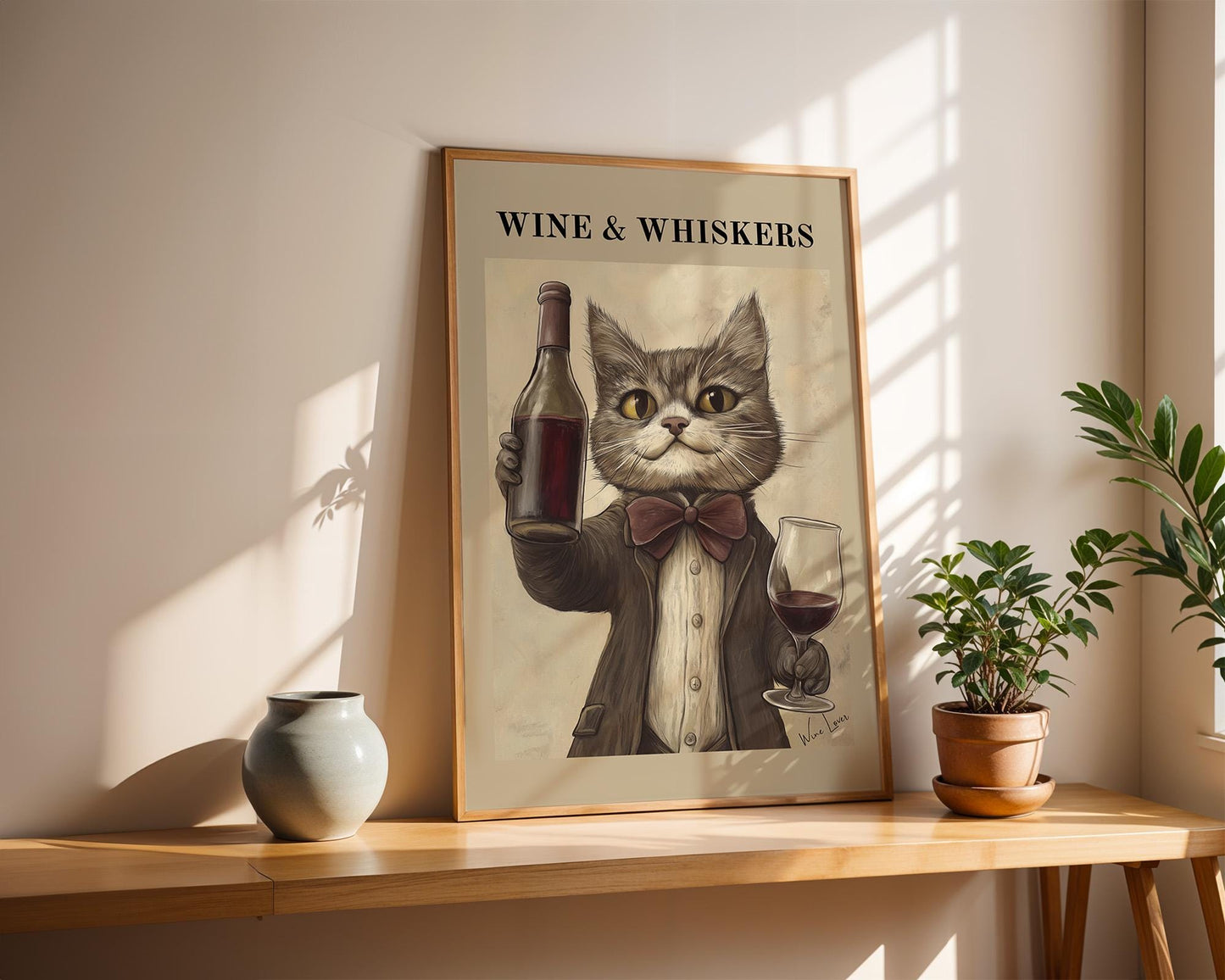 Kitchen Wall Art | Wine & Whiskers Cat