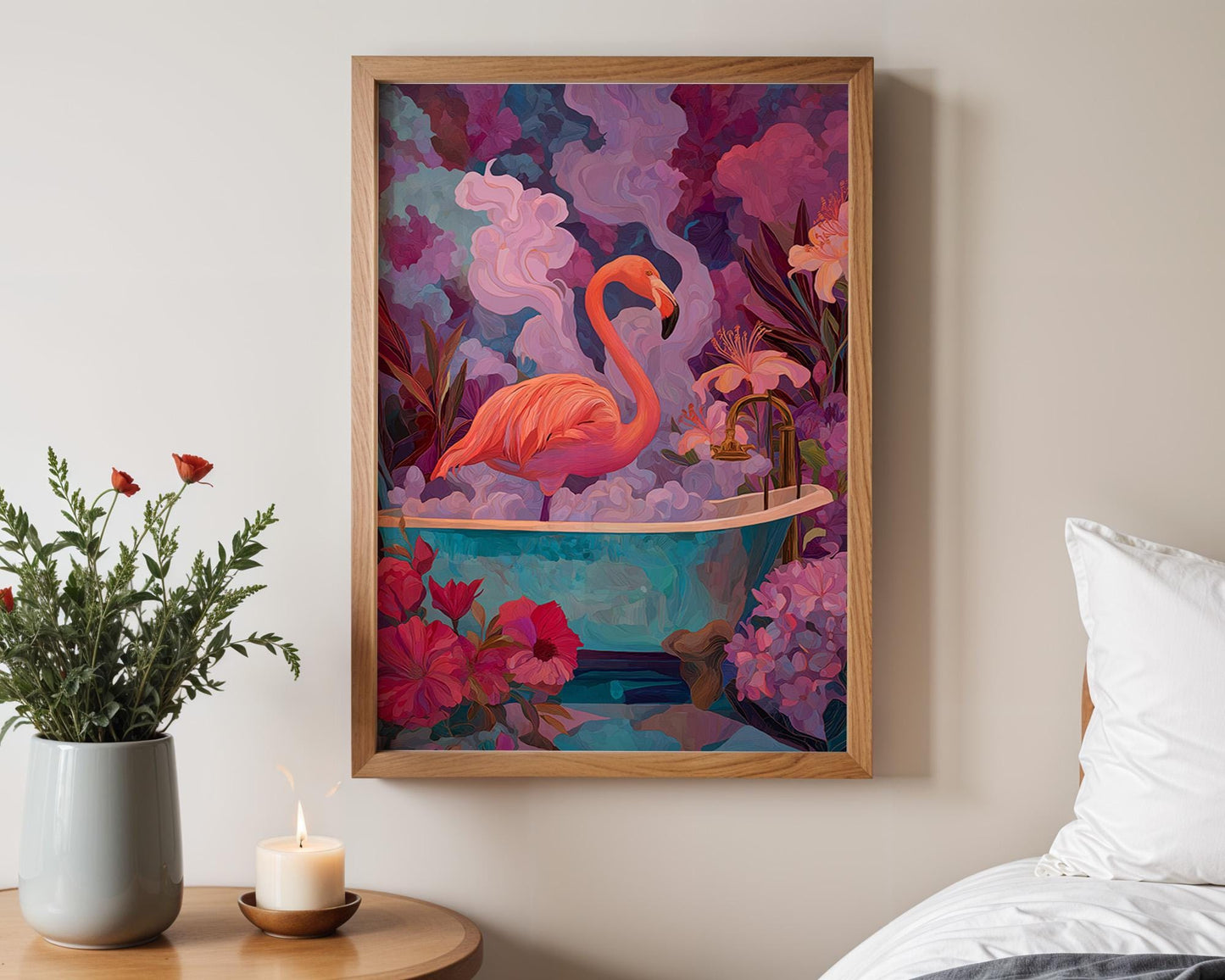 Bathroom Wall Art | Flamingo Decorative Wall Print