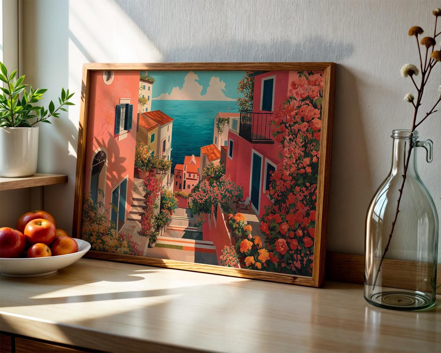 Dopamine Decor | Pink Mediterranean Flower Abstract Print