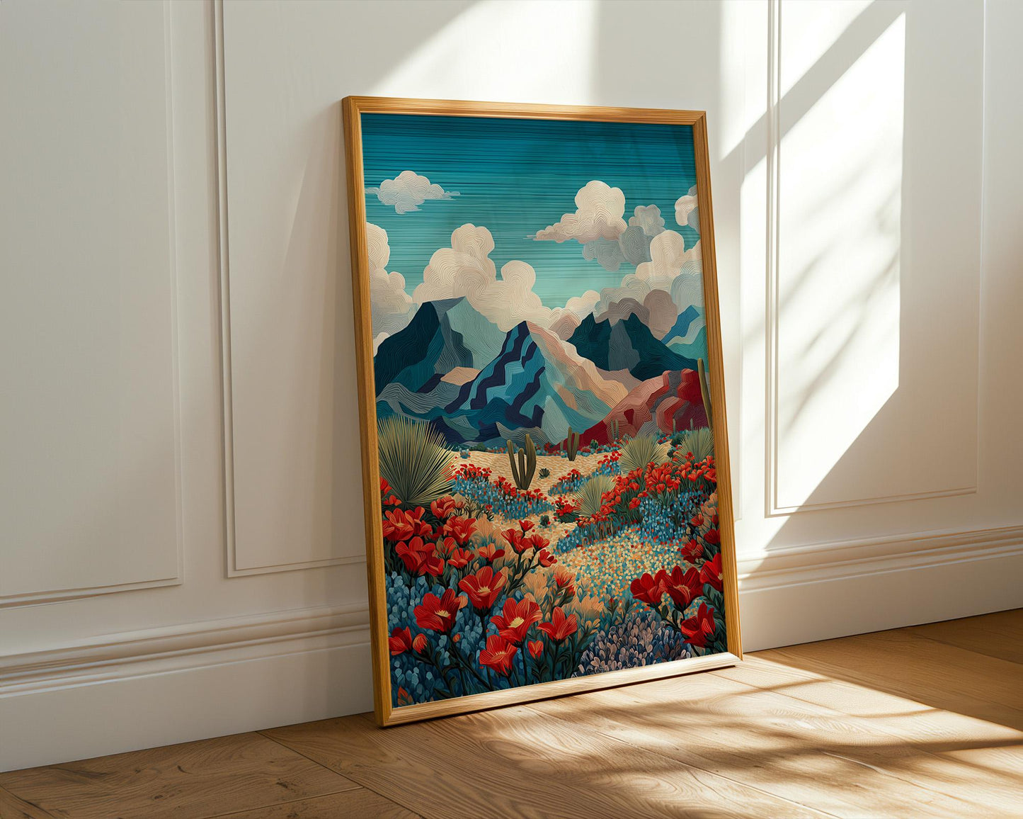 Maximalist Floral Wall Art | Bold Abstract Mountain Landscape Print