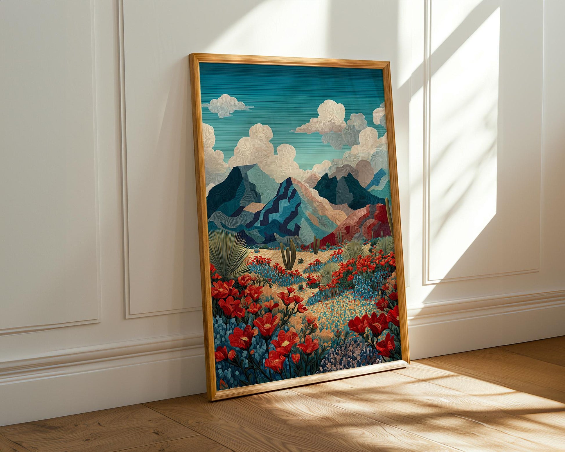 Maximalist Floral Wall Art | Bold Abstract Mountain Landscape Print