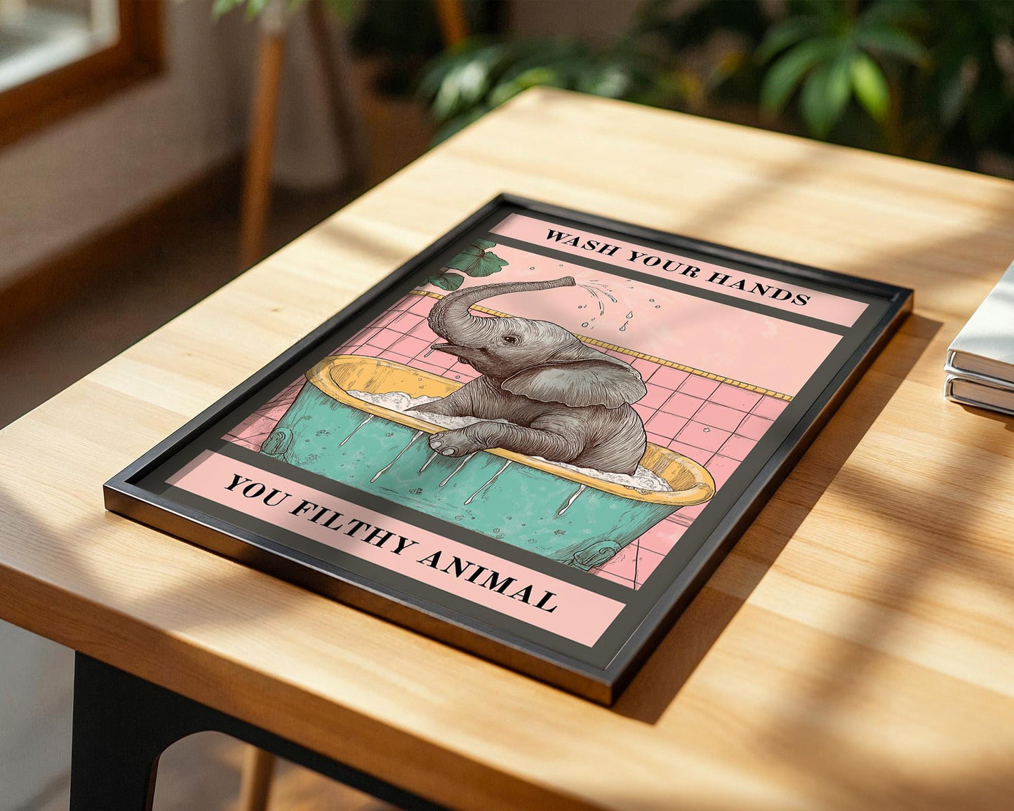 Bathroom Wall Art | Funny Elephant Bathroom Poster