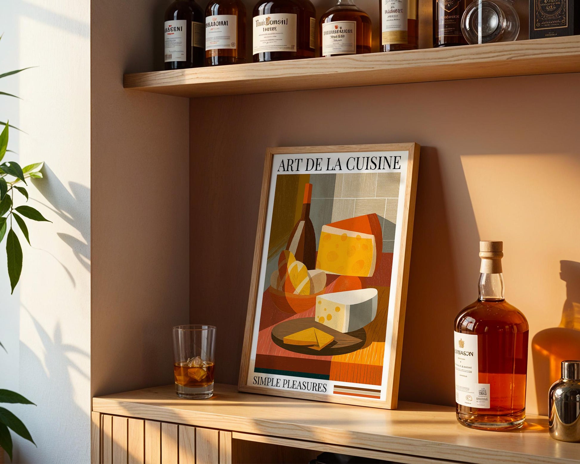 Kitchen Wall Art | Cheese and Wine Art Poster