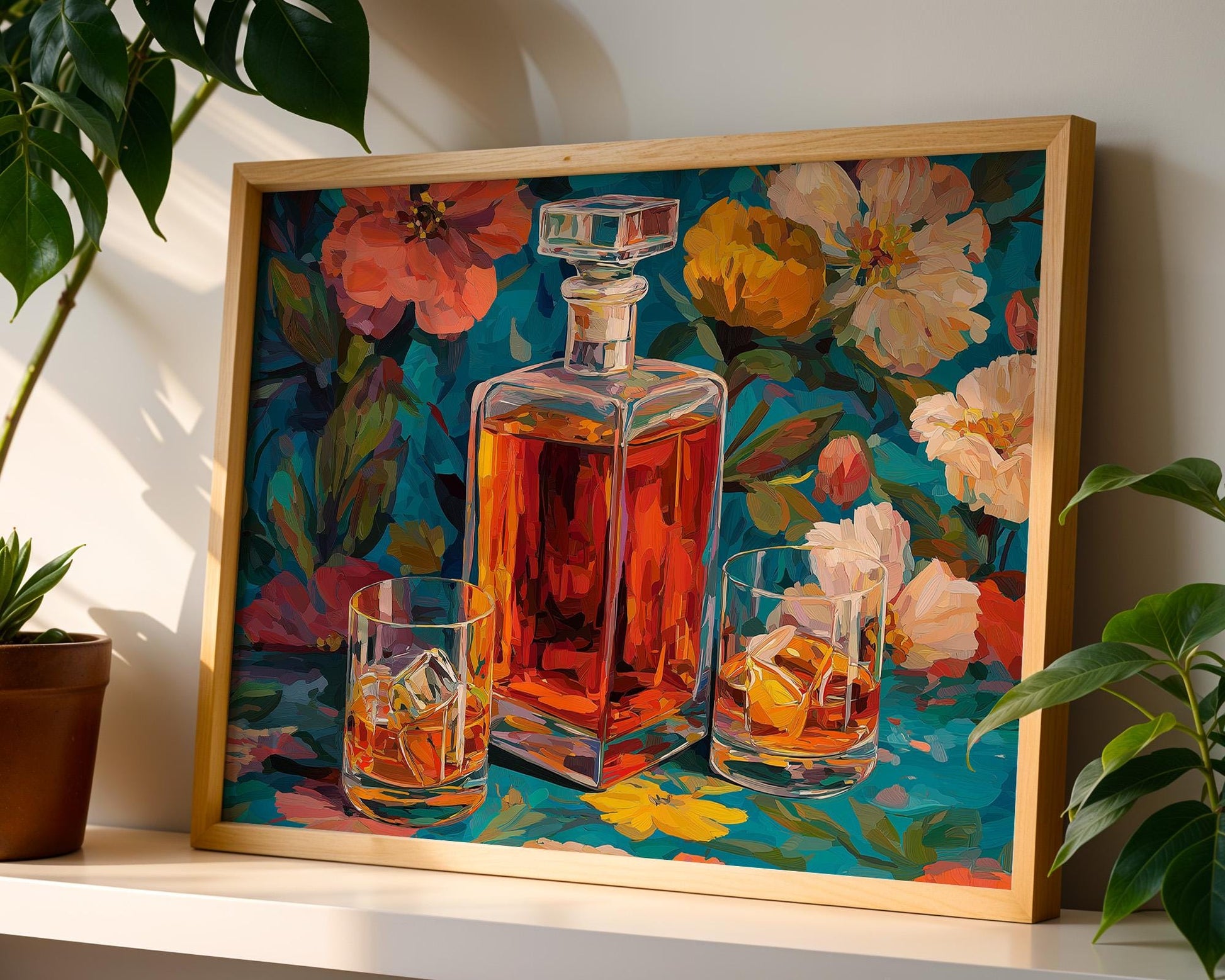 Kitchen Wall Art | Maximalist Whisky Bottle Art